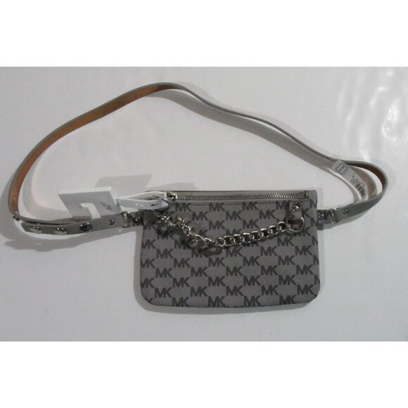 Michael Kors Signature Logo Fanny Pack Belt Bag Wallet Dark Grey Size Large NWT - Picture 2 of 5